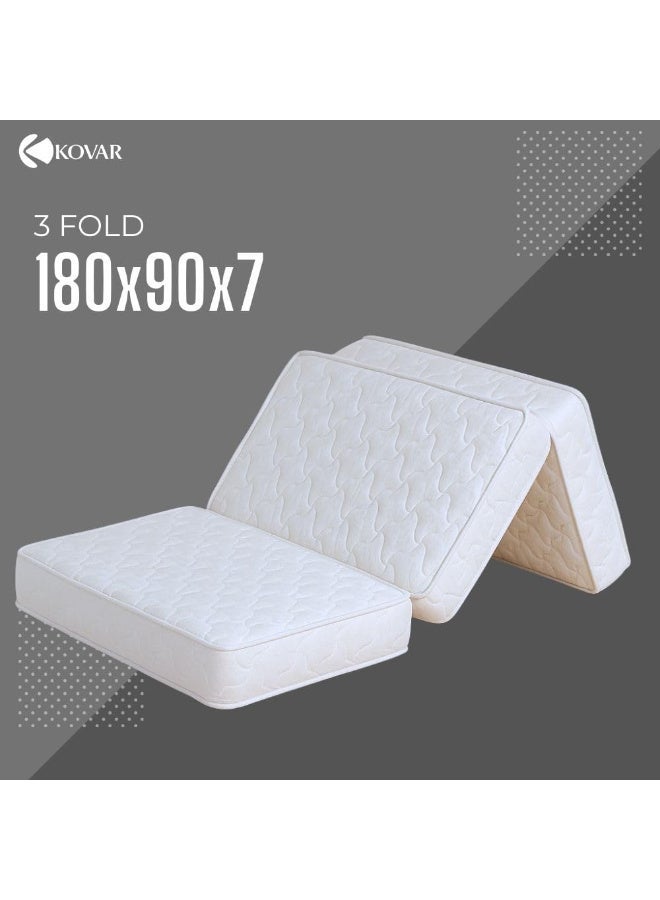 kovar Single Bed Medical Folding Foam Mattress 180X90X7cm- White - Image 3