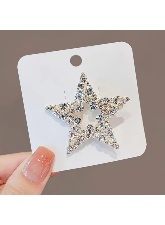 Goolsky 2 قطع مشابك شعر جانبية أنيقة متلألئة مزينة بالأحجار الكريمة على شكل نجمة لتزيين الشعر للنساء والاستخدام اليومي هدايا لعيد الفطر - Image 3