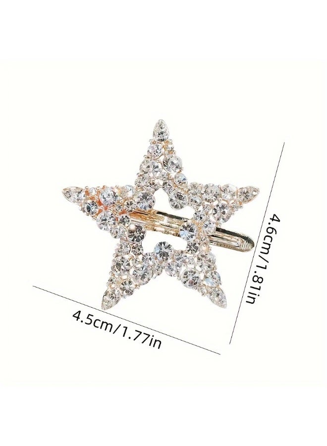 Goolsky 2 قطع مشابك شعر جانبية أنيقة متلألئة مزينة بالأحجار الكريمة على شكل نجمة لتزيين الشعر للنساء والاستخدام اليومي هدايا لعيد الفطر - Image 4