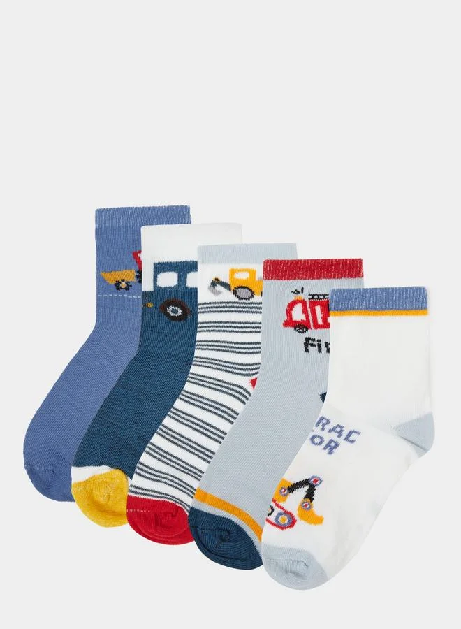 ستايلي Styli Pack of  5 - Assorted Print Socks