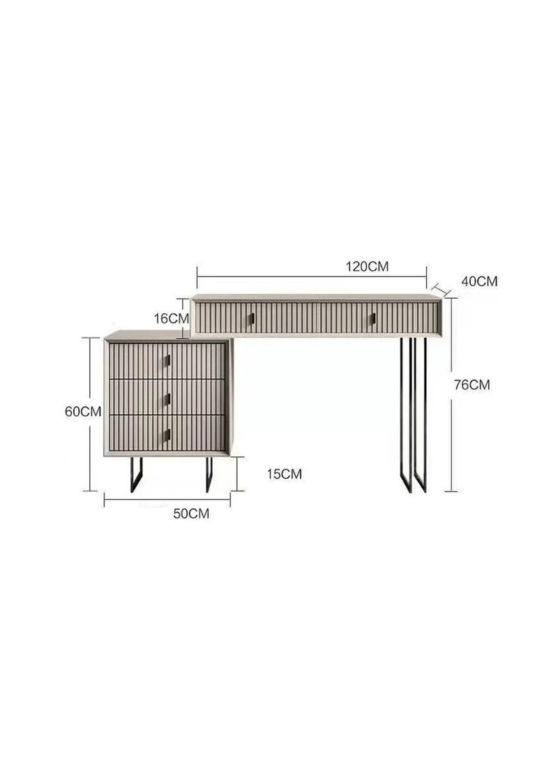 Cool Baby Modern White Vanity Desk with Wavy LEDMirror Drawers and Storage  - Image 3