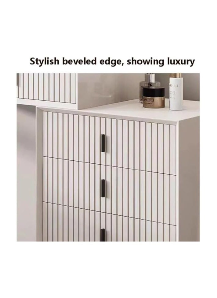 Cool Baby Modern White Vanity Desk with Wavy LEDMirror Drawers and Storage  - Image 5