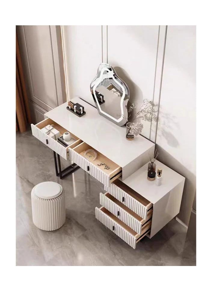 Cool Baby Modern White Vanity Desk with Wavy LEDMirror Drawers and Storage  - Image 4