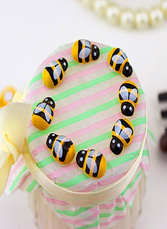 Krisah Wooden Miniature Honey Bees and Lady Birds Sticker Self-Adhesive Red & Yellow 25 pcs Each - Image 4