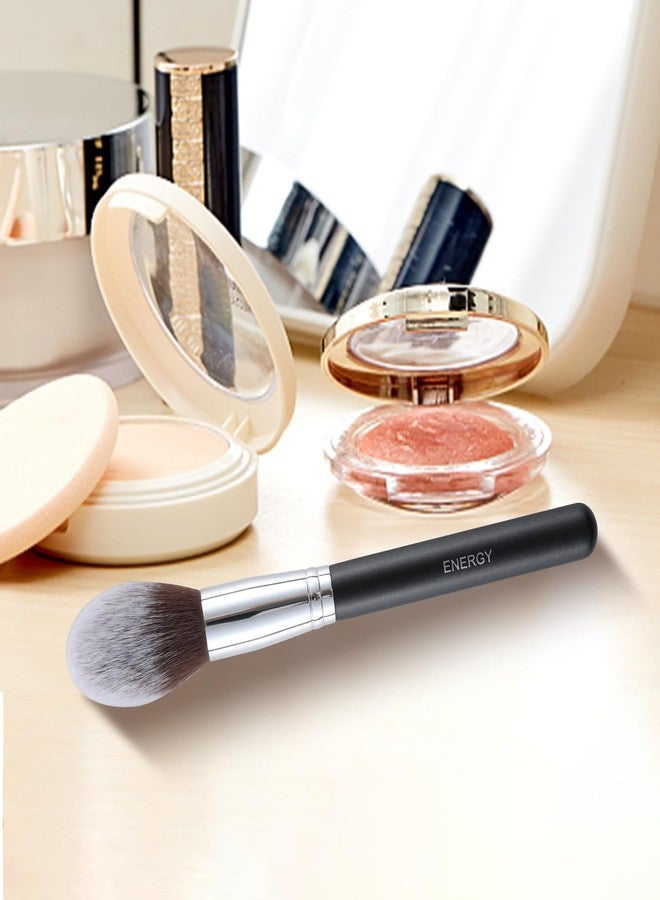 ENERGY Blush Brush for Cheeks Large Tapered Highlighter Face Makeup Brush For Loose,Cream,Minerals or Pressed Blusher Contour Bronzer Setting Powders Fluffy Powder Brush Vegan Synthetic Black - Image 5