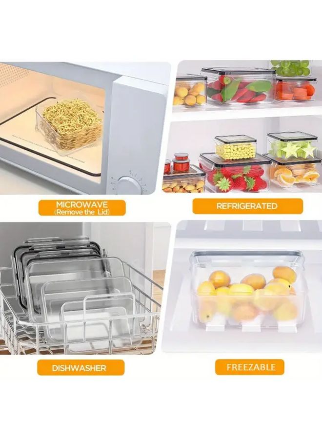 Long Airtight Food Storage Containers Set Of 5 Stackable Clear Plastic Square Organizers With Snap On Lids Microwave Dishwasher Safe For RV Home Meal Prep Durable Modern Kitchenware - Image 5
