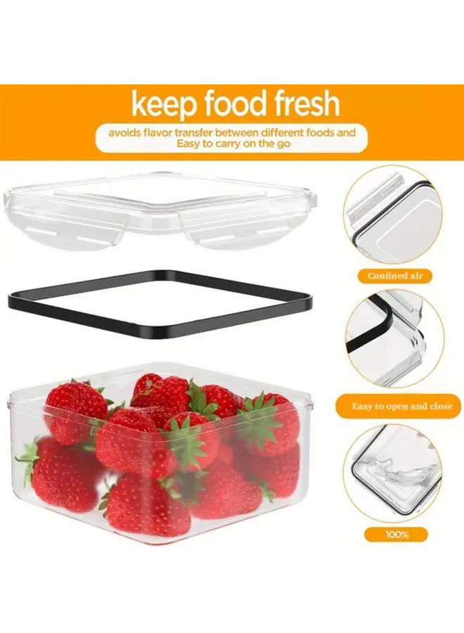 Long Airtight Food Storage Containers Set Of 5 Stackable Clear Plastic Square Organizers With Snap On Lids Microwave Dishwasher Safe For RV Home Meal Prep Durable Modern Kitchenware - Image 4