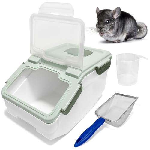 Arfubye Large Chinchilla Sand Bath Container Kit Plastic Chinchillas Dust Bath House with Sand Cup and Sand Shovel Hamster Shower Room for Hedgehog Guinea Pig Squirrel and Other Small Animals(Green) - Image 1
