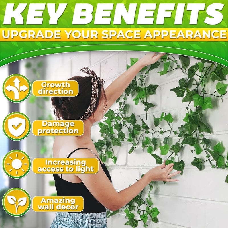 DIMROM 60Pcs Plant Vine Wall Clips with 72Pcs Adhesive Stickers - Leaf-Shaped and Weather-Resistant Money Plant Clips for Wall - Easy Installation Pothos Climbing Support for Vines & Cables Organization - Image 5