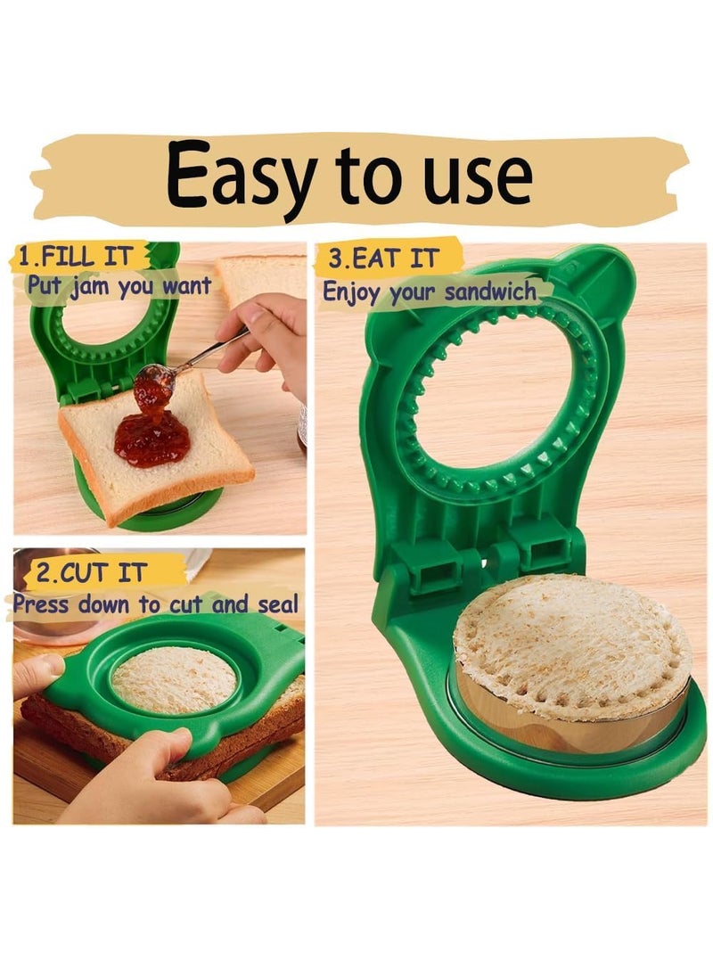 SEKOY SEKOY Sandwich Cutter N Sealer Serrated Design Stainless Steel Sandwich Maker Pocket Sandwiches Cutter Uncrustables Maker Bread Toast Making Mold for School Kids Lunch Box Multicolor Round  - Image 5