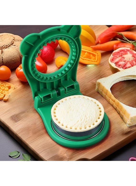 SEKOY SEKOY Sandwich Cutter N Sealer Serrated Design Stainless Steel Sandwich Maker Pocket Sandwiches Cutter Uncrustables Maker Bread Toast Making Mold for School Kids Lunch Box Multicolor Round  - Image 3