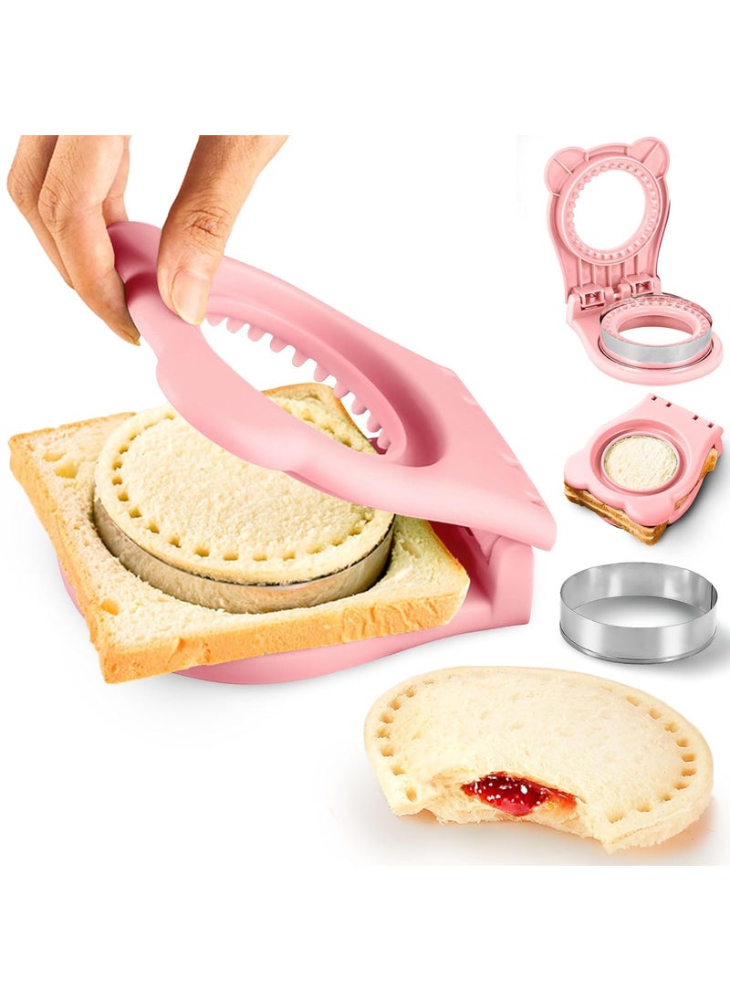 SEKOY SEKOY Sandwich Cutter N Sealer Serrated Design Stainless Steel Sandwich Maker Pocket Sandwiches Cutter Uncrustables Maker Bread Toast Making Mold for School Kids Lunch Box Multicolor Round  - Image 2