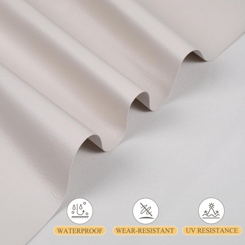 Konelia Faux Leather Fabric, 55" Wide Upholstery Fabric by The Yard Marine Vinyl Fabric Outdoor Pu Leather Waterproof Sheets Fabric for Crafts Sewings Sofa Wallets Handbag Earrings Bows 1 Yard Beige - Image 2