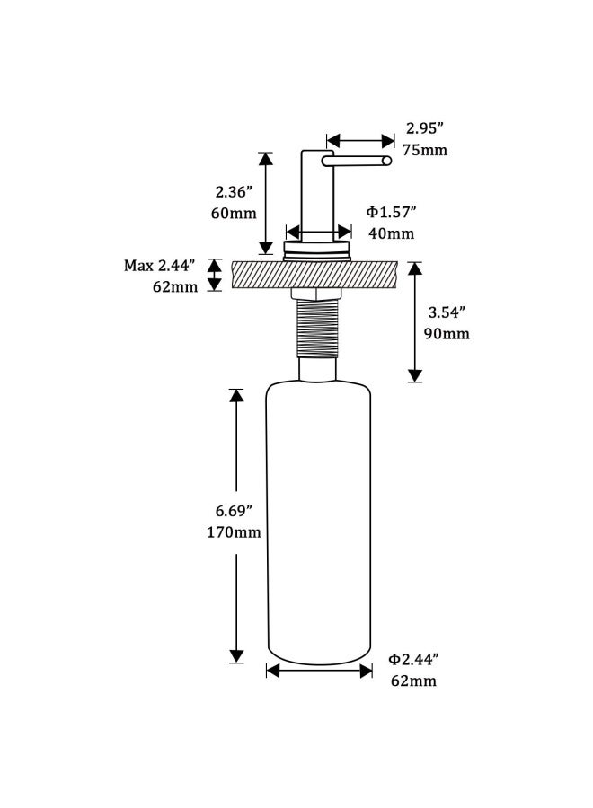 Matte Black Kitchen Sink Soap Dispenser   Countertop Pump Hand Lotion Built In Bottle Upgrade Stainless Steel Screw  - Image 2
