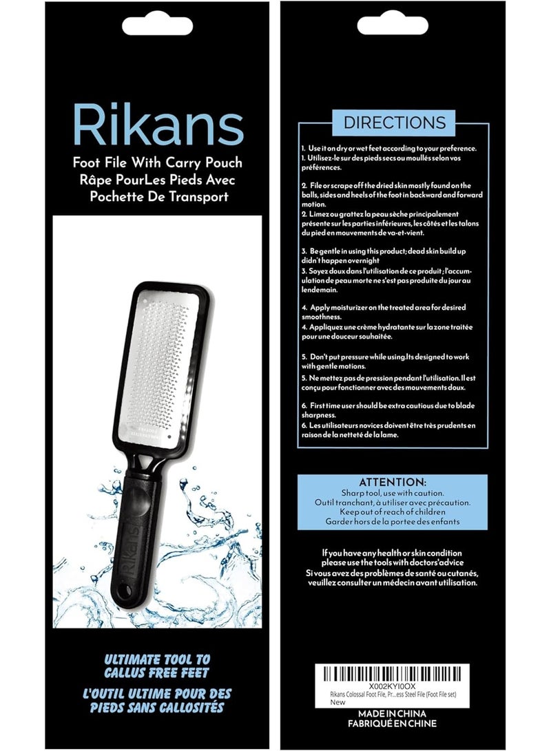 Rikans Colossal Foot File, Professional Foot Rasp Callus Remover, Foot Care Pedicure Tool to Remove Hard Skin,Can Be Used on Wet or Dry Skin, High Grade Stainless Steel File (Foot File Set) - Image 1