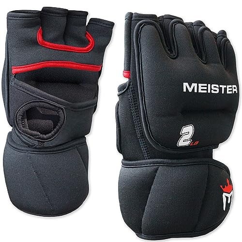 Meister 2 Pound Neoprene Weighted Gloves for Cardio Heavy Hands Pair 2lb x 2 BlackRed - Image 1