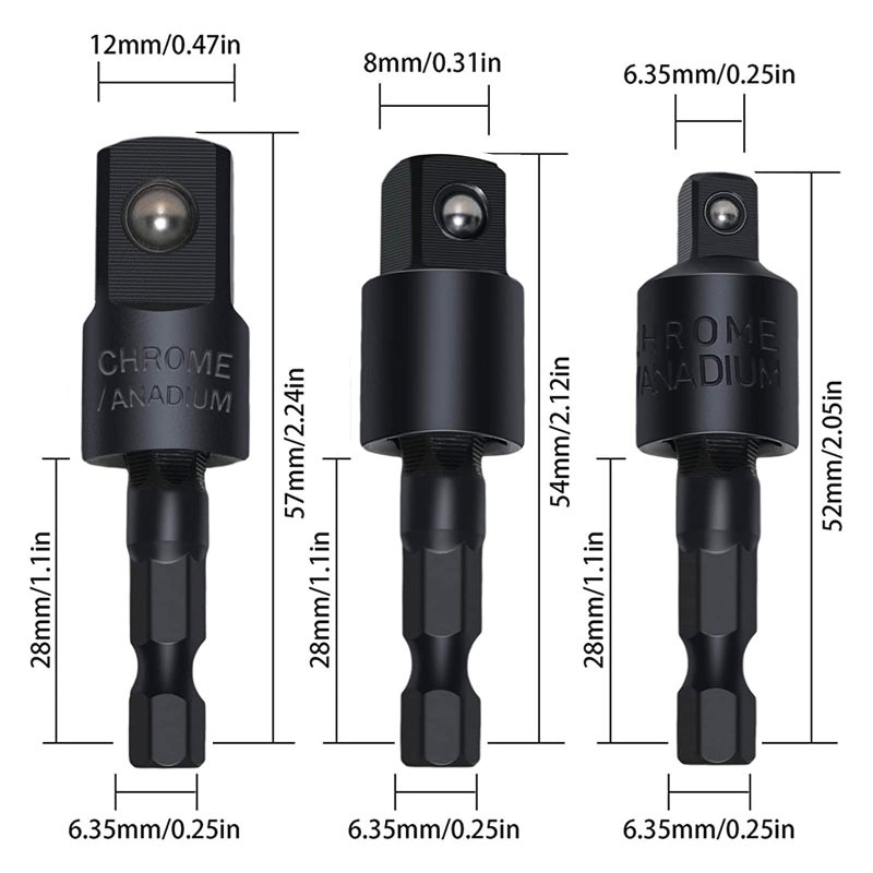 CIGOTU Right Angle Drill Adaptor,4-in-1 Impact Drill Bit Extension,360° Rotatable 1/4 3/8 1/2" Impact Grade Socket Adapter Set,105 Degree Angle Screwdriver Drill Bit for Household Workplace Industry - Image 5