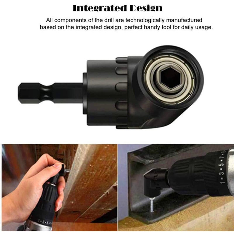 CIGOTU Right Angle Drill Adaptor,4-in-1 Impact Drill Bit Extension,360° Rotatable 1/4 3/8 1/2" Impact Grade Socket Adapter Set,105 Degree Angle Screwdriver Drill Bit for Household Workplace Industry - Image 2