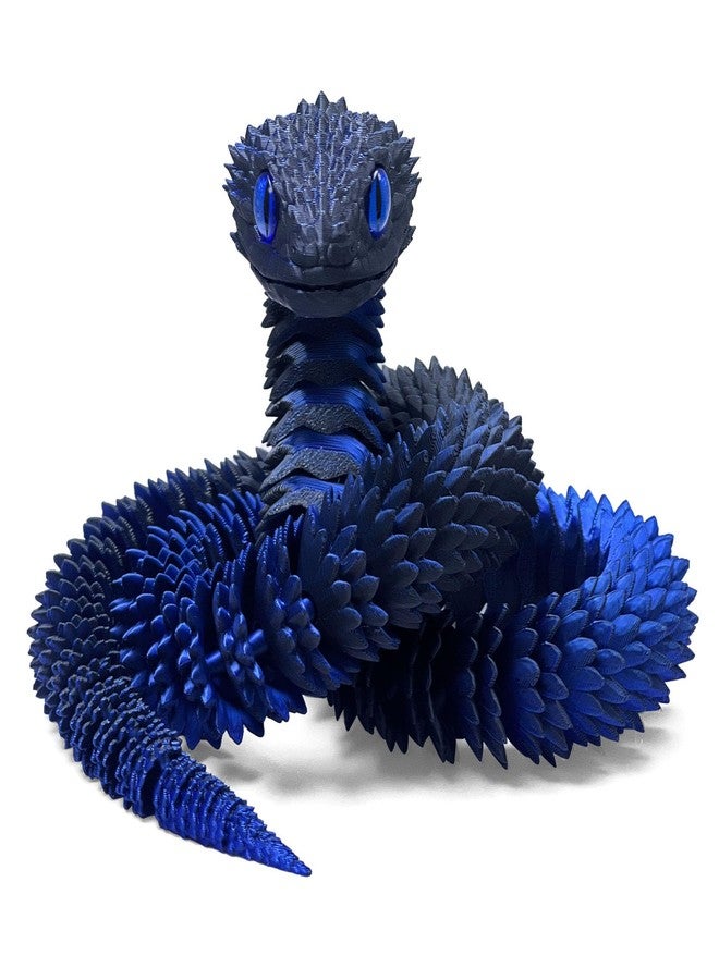 Binvin 3D Printed Animals-Snake Viper,3D Printed Snake Toys 3D Printed Articulated Snake 3D Printed Animals Animal Model Ornaments Creative Funny Toy Festival Gift for Frends (Black Blue, 24 Inch) - Image 1