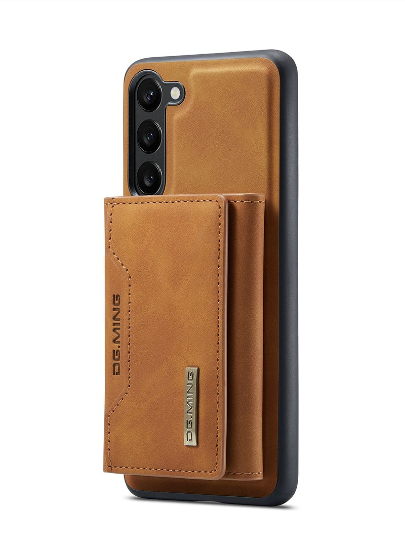 ديجمينغ جراب جلد مع محفظة مغناطيسية متوافق مع هاتف سامسونج جلاكسي اس 23 بلس - بني - Image 2