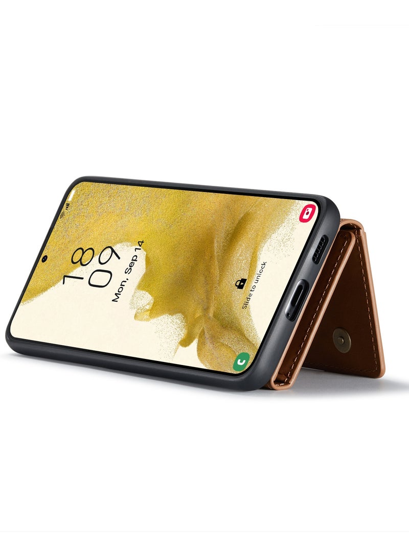 ديجمينغ جراب جلد مع محفظة مغناطيسية متوافق مع هاتف سامسونج جلاكسي اس 23 بلس - بني - Image 4