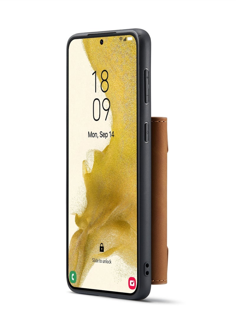 ديجمينغ جراب جلد مع محفظة مغناطيسية متوافق مع هاتف سامسونج جلاكسي اس 23 بلس - بني - Image 3