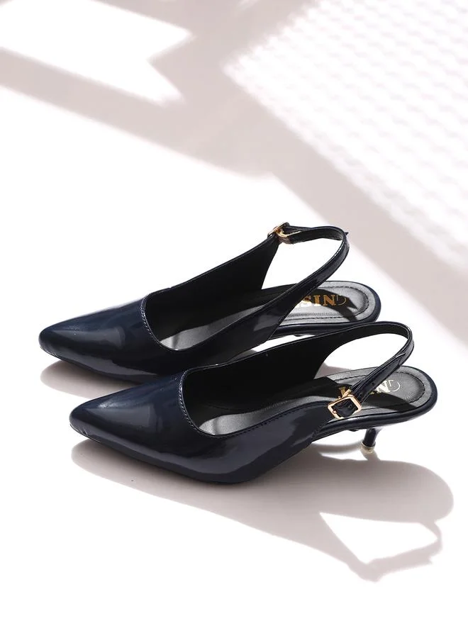 جنيست GNIST Plain Pointed Toe Kitten Heel Slingback Shoes