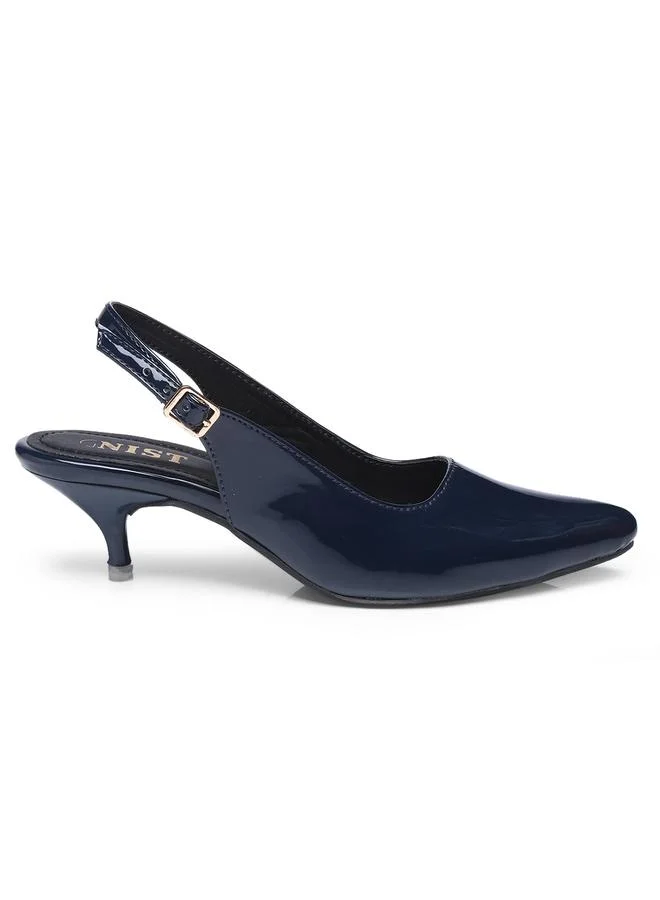 GNIST GNIST Plain Pointed Toe Kitten Heel Slingback Shoes