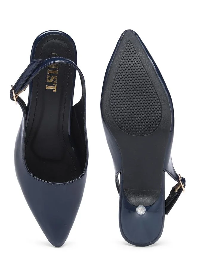 GNIST GNIST Plain Pointed Toe Kitten Heel Slingback Shoes