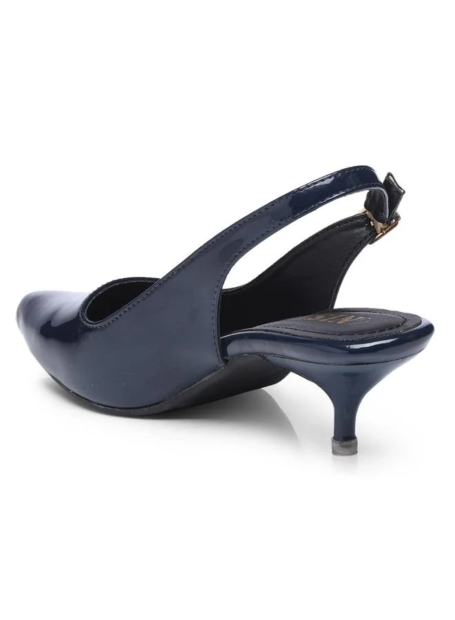 GNIST GNIST Plain Pointed Toe Kitten Heel Slingback Shoes