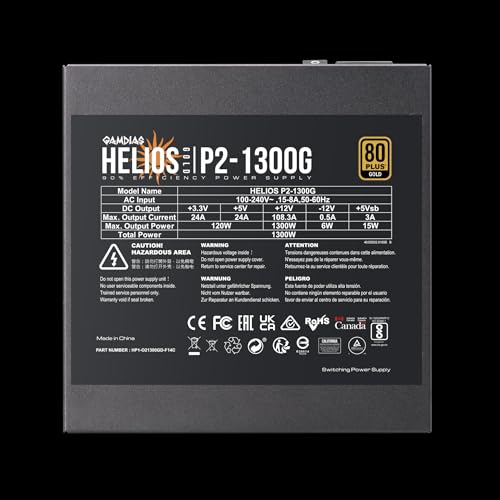 Gamdias 1300G Power Supply | Fully Modular | ATX 3.0 Version| 80 Plus Gold Certified | Japanese Capacitor | 120mm Fan | for RTX 40 Series GPU | 1300 Watt | PCI-E Gen 5.0 Ready - Image 4