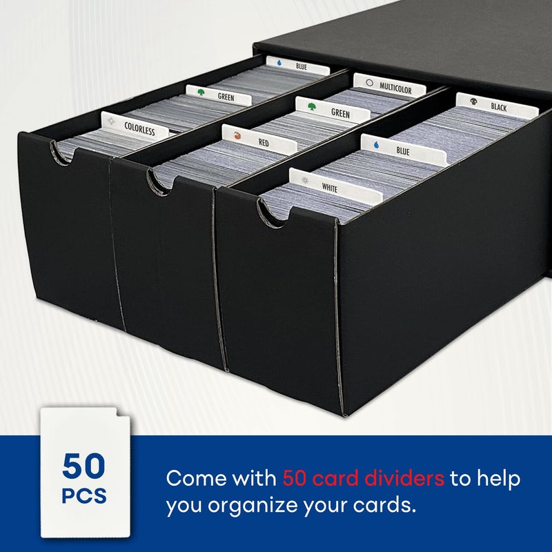 Fageverld Trading Card Storage Box, Collector Cardboard Card Box with 50 Dividers for MTG TCG Magic Baseball Sports Cards Collection, 12 Drawers - Image 2
