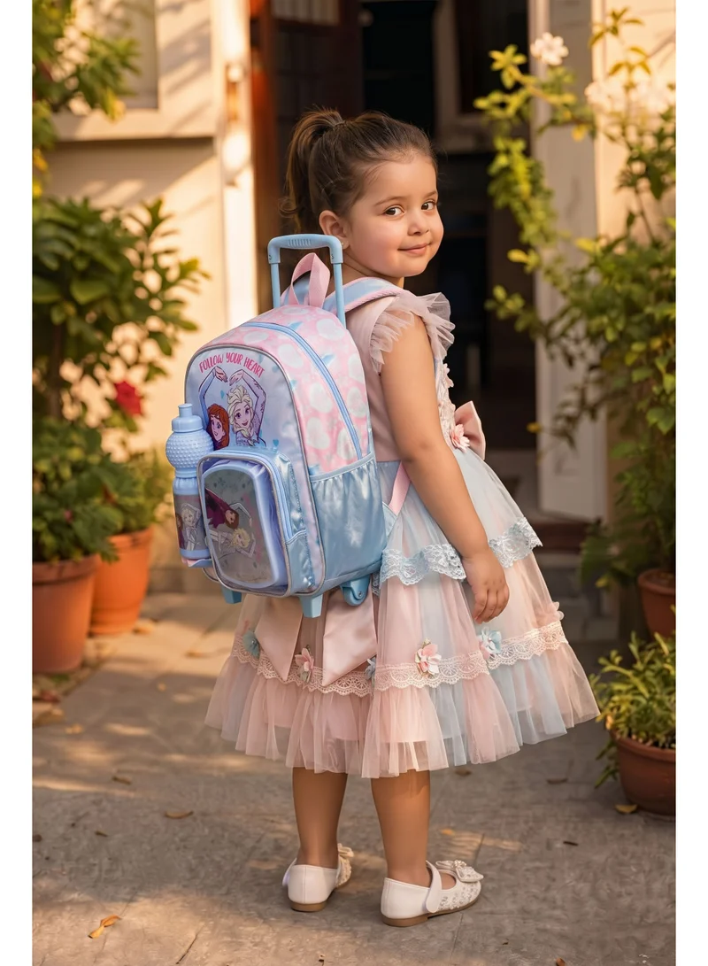 ديزني Disney Frozen Follow Your Heart Toddler 3-in-1 Trolley School Set | Rolling Backpack, Lunch Box & Water Bottle | Girls School Bag