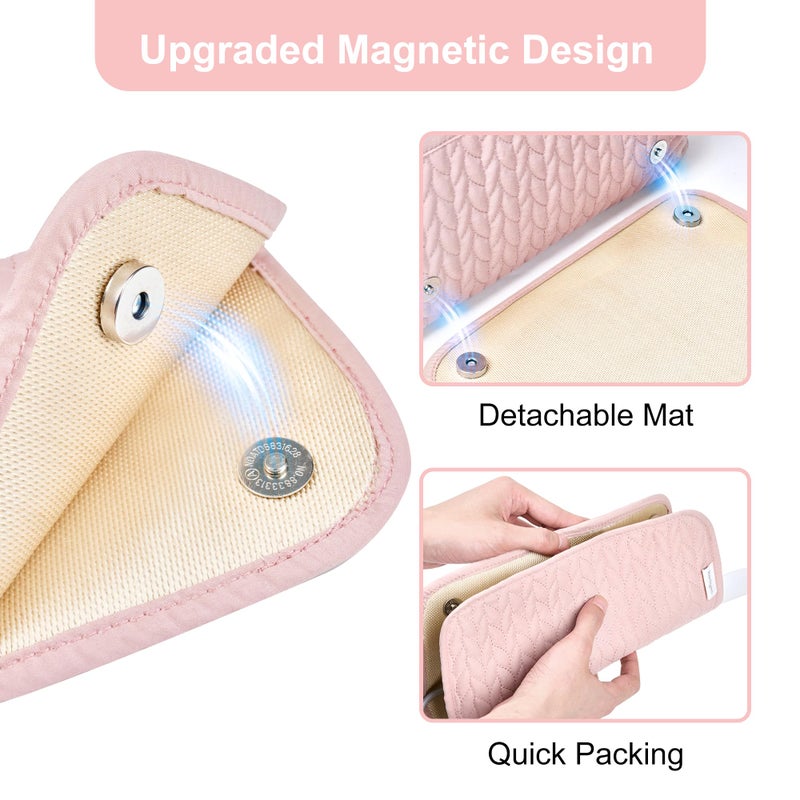 KarSyon Hair Tools Travel Bag Karsyon Heat Resistant Mat Case Hot Tools Straightener, Curling Iron,Hair Dryers,Haircare Accessories Travel Essentials for Women 2 in 1 Organizer Bags (Pink) - Image 4