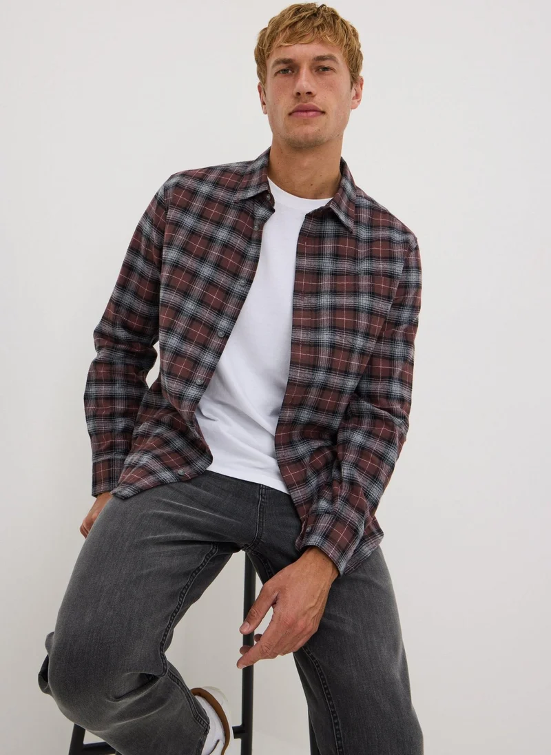 Matalan Burgundy Check Flannel Shirt