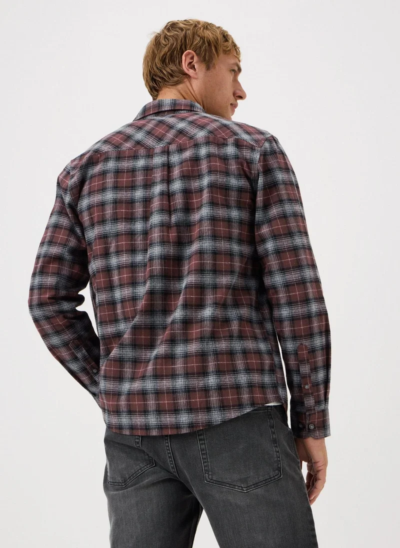 Matalan Burgundy Check Flannel Shirt