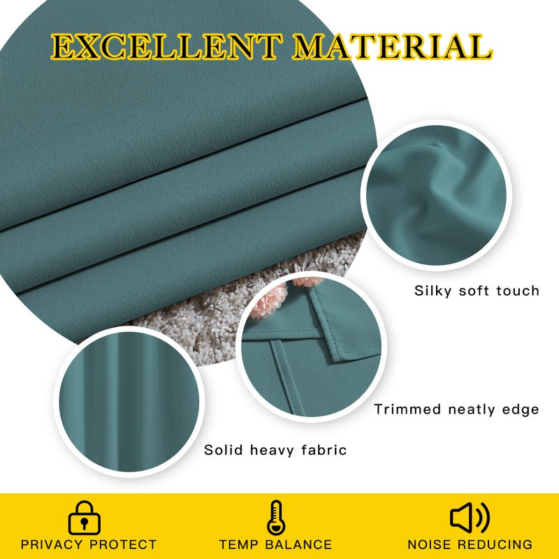 NICETOWN Insulated Curtains Blackout Draperies - Triple Weave Microfiber Home Thermal Insulated Solid Ring Top Blackout Curtains/Panels for Bedroom(Sea Teal, Set of 2, 52 x 84 Inch) - Image 5