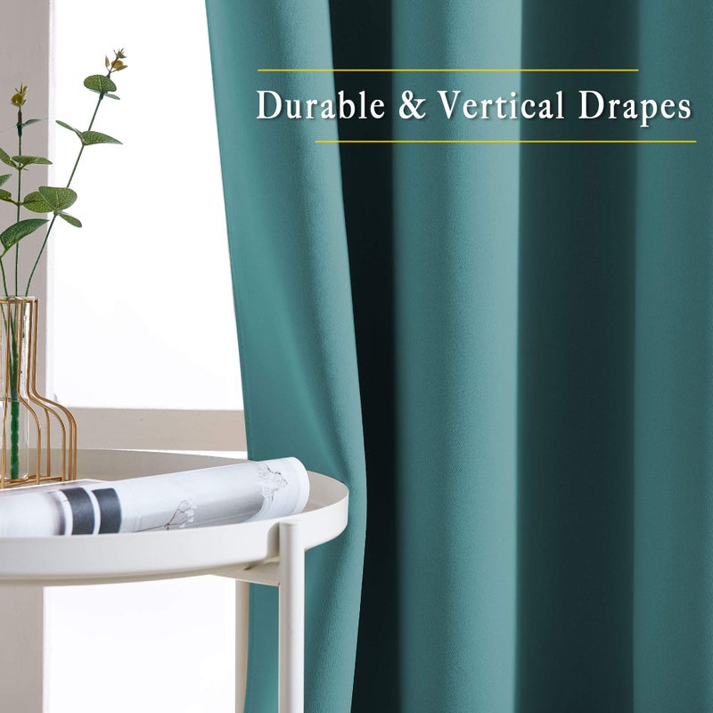 NICETOWN Insulated Curtains Blackout Draperies - Triple Weave Microfiber Home Thermal Insulated Solid Ring Top Blackout Curtains/Panels for Bedroom(Sea Teal, Set of 2, 52 x 84 Inch) - Image 3