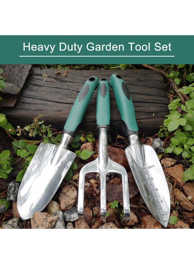Fanhao Garden Tools Set, 3 Piece Heavy Duty Gardening Tools Cast Aluminum with Soft Rubberized Non-Slip Handle, Durable Garden Hand Tools Garden Gifts for Men Women - Image 2