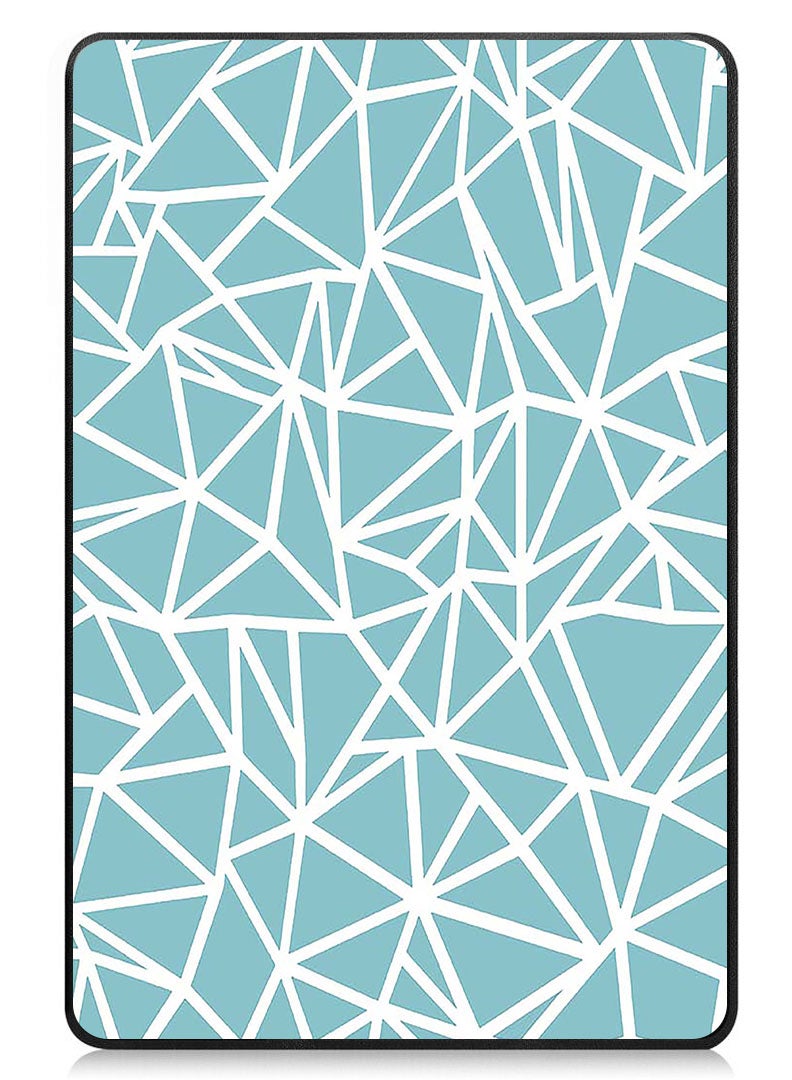 Theodor Protective Flip Case For Samsung Galaxy Tab S9 FE Plus With Trifold Stand Auto Wake Sleep Shockproof Cover Blue Triangle Pattern - Image 1