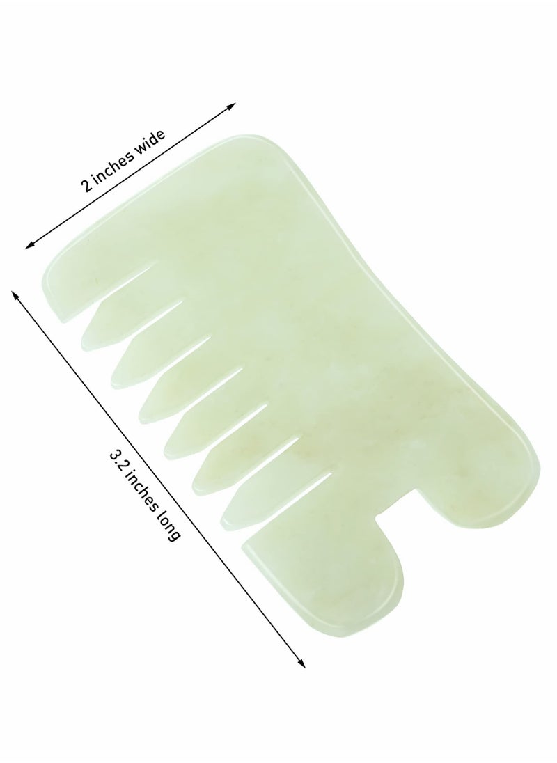 Excefore - Jade Massage Comb Guasha Comb Guasha Scraping Scalp Comb Jade Gua Sha Scraping Massage Tool Multifunctional Handheld Head and Meridians Massage Tools for Head Caring Relax 2 Pcs - Image 1
