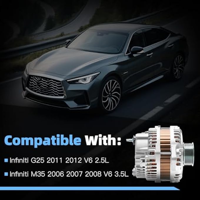 HLBTK 11315N A3TJ0691 Alternator 12V 150A Compatible with Infiniti G25 2011-2012 V6 2.5L, M35 2006-2008 V6 3.5L Replaces# 23100-EG010 - Image 2