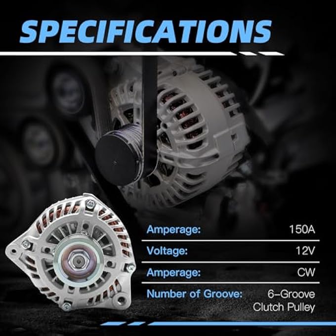 HLBTK 11315N A3TJ0691 Alternator 12V 150A Compatible with Infiniti G25 2011-2012 V6 2.5L, M35 2006-2008 V6 3.5L Replaces# 23100-EG010 - Image 4