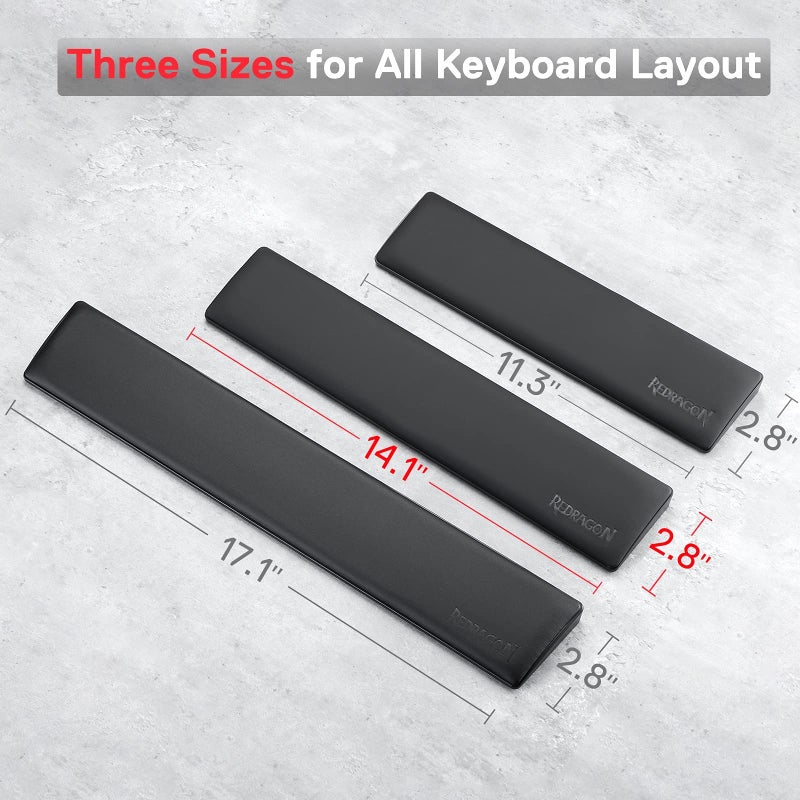 Redragon P036 Meteor M Computer Keyboard Wrist Rest Pad, Ergonomic Soft Memory Foam Wrist Support w/Anti-Slip Rubber Base, 80% 87 Keys TKL Size 14.13 x 2.87 in, 0.78 inch (20mm) Height, Black - Image 3