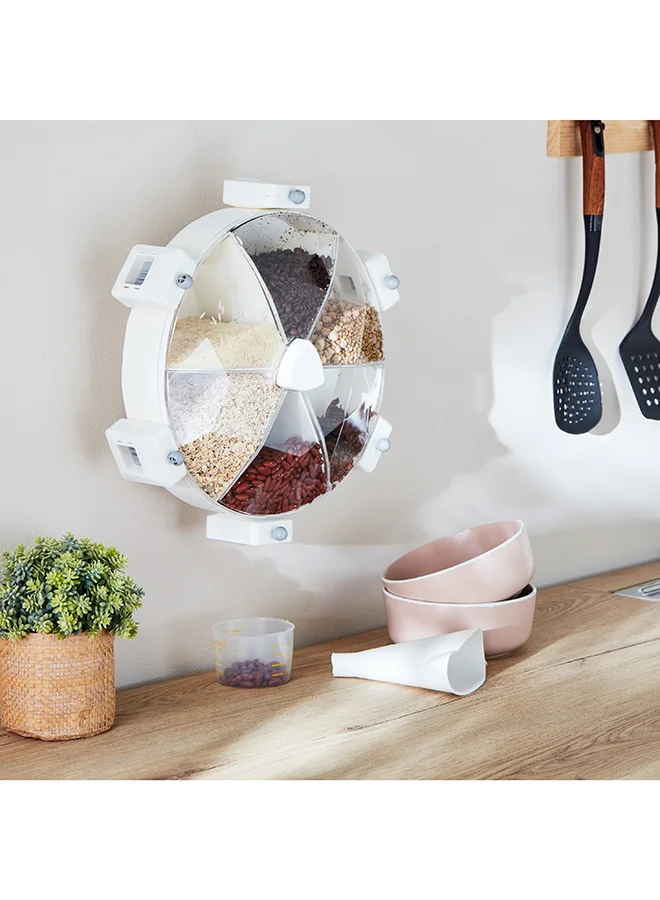 Home Box Essential Wall Mounted Rotatable 6-in-1 Grain Storage Container 38.5 x 15 x 34.7 cm