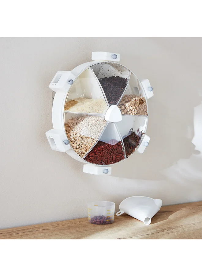 Home Box Essential Wall Mounted Rotatable 6-in-1 Grain Storage Container 38.5 x 15 x 34.7 cm
