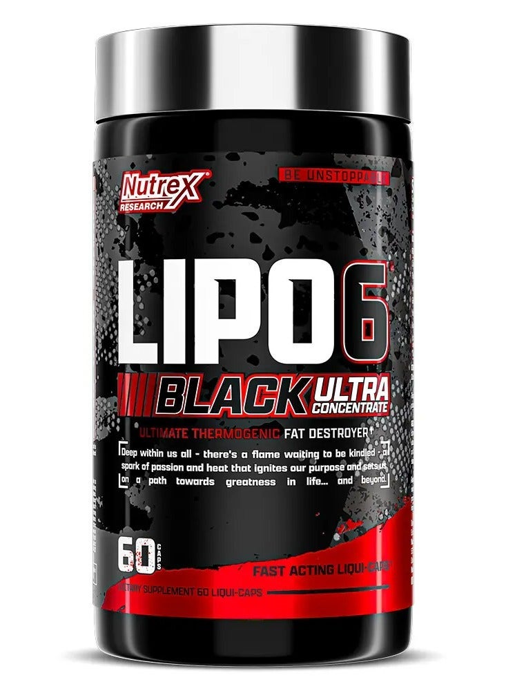 Nutrex Research Ultra Concentration Lipo-6 Black Supplement - 60 Capsules + Free Shaker - Image 1
