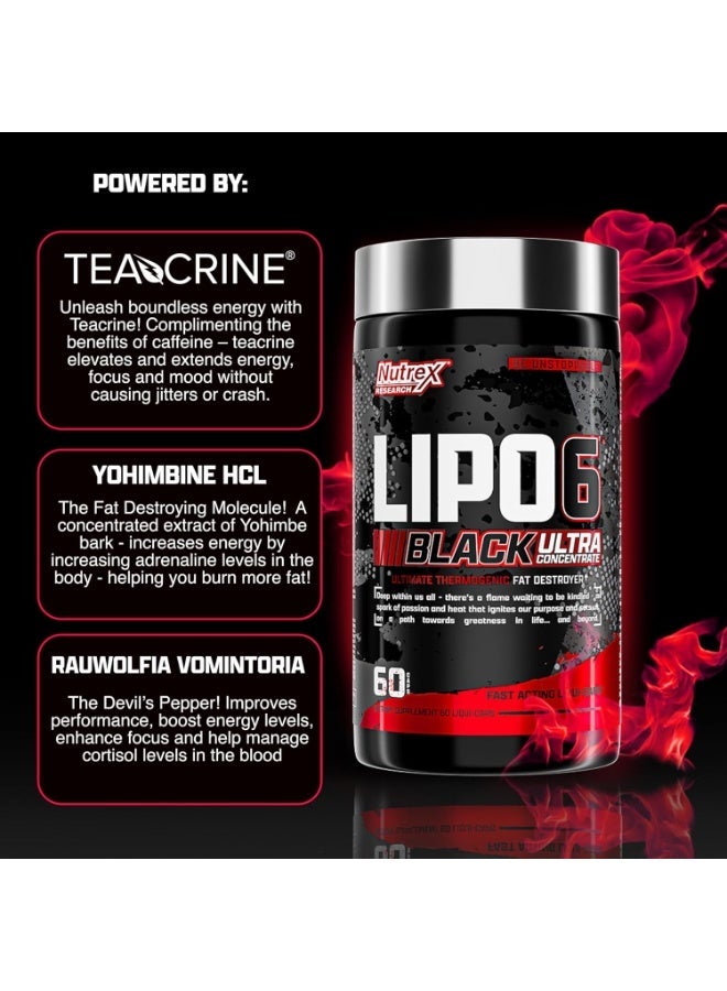 Nutrex Research Ultra Concentration Lipo-6 Black Supplement - 60 Capsules + Free Shaker - Image 5