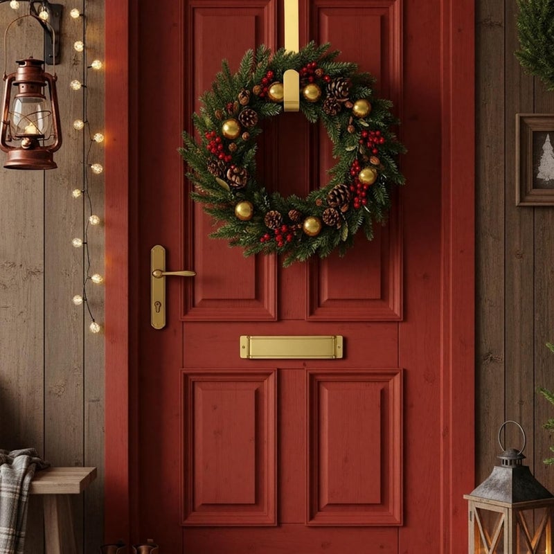 LEIFIDE 4 Pcs Christmas Width Adjustable Wreath Hanger for Front Door 1.5-3.78 Large Over The Door Christmas Decoration Hook 20 Lbs Capacity - Image 5