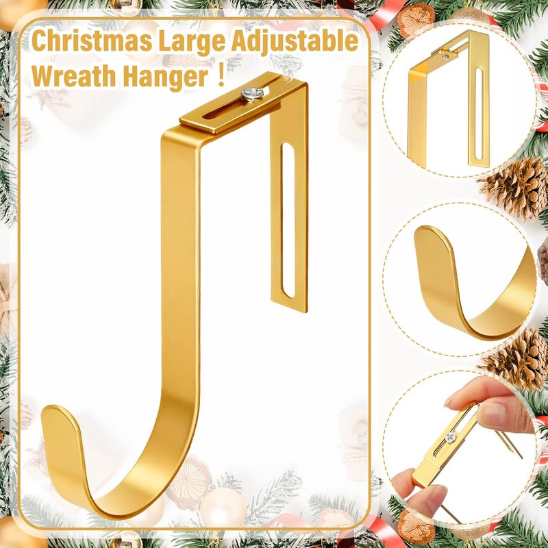 LEIFIDE 4 Pcs Christmas Width Adjustable Wreath Hanger for Front Door 1.5-3.78 Large Over The Door Christmas Decoration Hook 20 Lbs Capacity - Image 3